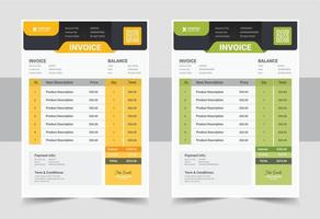 affaires facture d'achat modèle. facturation devis, argent factures ou prix factures et Paiement accord conception modèle vecteur