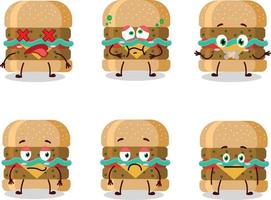 Hamburger dessin animé dans personnage avec Nan expression vecteur