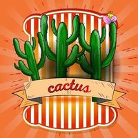 illustration de létiquette de trois cactus avec une fleur vecteur