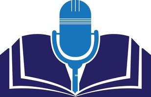 création de logo vectoriel de livre de podcast. concept de logo de podcast d'éducation.