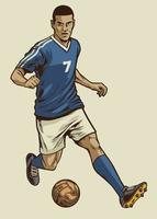 football joueur dans main dessin ancien style vecteur