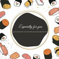 vecteur kawaii Sushi affiche illustration