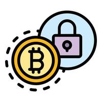 fermer à clé bitcoin icône vecteur plat