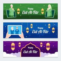 modèle de bannière joyeux eid al fitr vecteur