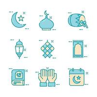 collection d'icônes islamique eid mubarak vecteur