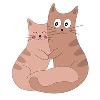 mignonne deux chats dans l'amour. animal vecteur illustration pour salutation carte ou affiche.