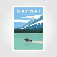 Katmai nationale parc affiche vecteur illustration conception