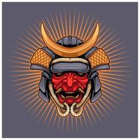 Japonais samouraï et hannya masque graphique tee et logo conception vecteur