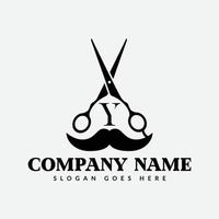 salon et cheveux Coupe logo sur lettre y signe. coiffeur magasin icône avec logotype concept vecteur