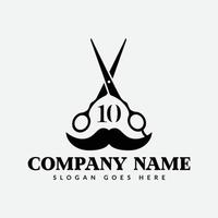 salon et cheveux Coupe logo sur lettre dix signe. coiffeur magasin icône avec logotype concept vecteur