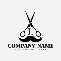 salon et cheveux Coupe logo sur lettre l signe. coiffeur magasin icône avec logotype concept vecteur