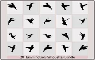 colibri silhouettes, bourdonnement oiseau silhouette.humming colibri oiseau icône silhouette illustration, vecteur collection de bourdonnement oiseau silhouettes