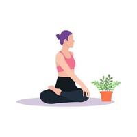 vecteur illustration de femelle personnage Faire yoga