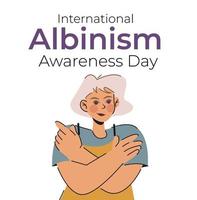 international albinisme conscience journée. juin 13e. les filles avec albinisme vecteur