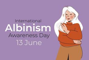 international albinisme conscience journée. juin 13e. les filles avec albinisme vecteur