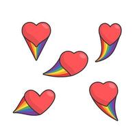 cœur icône avec arc en ciel drapeau queue. lgbt soutien et l'amour conception. lesbienne, gay, bisexuel, transgenres représentation symbole. vecteur