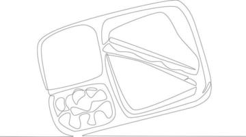 des sandwichs et des légumes pour école Provisions un ligne dessin vecteur