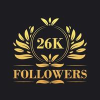 26k suiveurs fête conception. luxueux 26k suiveurs logo pour social médias suiveurs vecteur