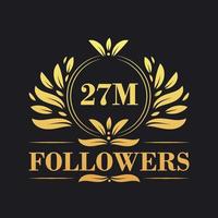 27m suiveurs fête conception. luxueux 27m suiveurs logo pour social médias suiveurs vecteur