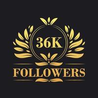 36k suiveurs fête conception. luxueux 36k suiveurs logo pour social médias suiveurs vecteur