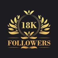 18k suiveurs fête conception. luxueux 18k suiveurs logo pour social médias suiveurs vecteur