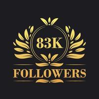 83k suiveurs fête conception. luxueux 83k suiveurs logo pour social médias suiveurs vecteur