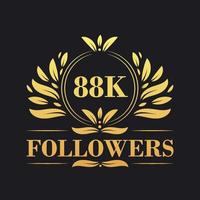 88k suiveurs fête conception. luxueux 88k suiveurs logo pour social médias suiveurs vecteur