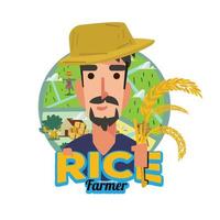 logo du producteur de riz. agriculteur asiatique. vecteur