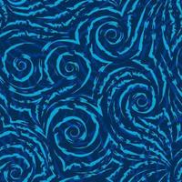 modèle sans couture de vecteur de spirales turquoises de lignes et de coins sur fond bleu. texture de formes fluides et de lignes aux bords déchirés.