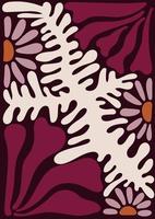 branché floral rétro affiche. abstrait fleur impression dans naïve art style vecteur