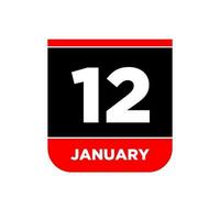 12 janvier vecteur calendrier vecteur icône. 12 Jan carte.