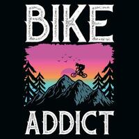 Montagne bicyclette vélo équitation aventures graphique T-shirt conception vecteur
