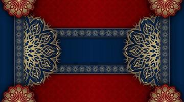 luxe Contexte bleu et rouge avec d'or mandala ornement vecteur