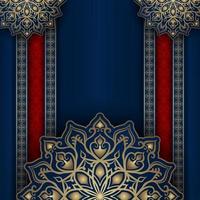 luxe Contexte bleu et rouge avec d'or mandala ornement vecteur