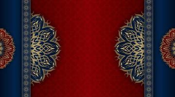 luxe Contexte bleu et rouge avec d'or mandala ornement vecteur