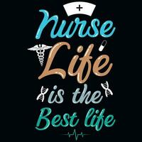 infirmière la vie est le meilleur la vie typographique T-shirt conception vecteur