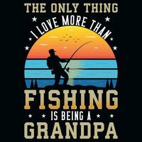 pêche grand-père graphique T-shirt conception vecteur
