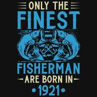 pêcheur sont née dans anniversaire T-shirt conception vecteur