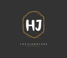 hj initiale lettre écriture et Signature logo. une concept écriture initiale logo avec modèle élément. vecteur