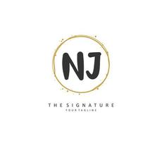 New Jersey initiale lettre écriture et Signature logo. une concept écriture initiale logo avec modèle élément. vecteur