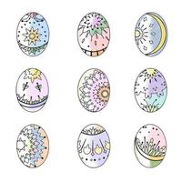 ensemble de Pâques des œufs avec magnifique motifs dans brillant couleurs, à main levée vecteur