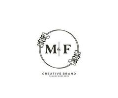 initiale mf des lettres main tiré féminin et floral botanique logo adapté pour spa salon peau cheveux beauté boutique et cosmétique entreprise. vecteur