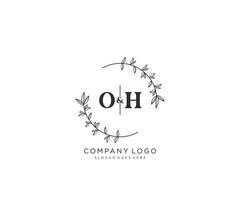 initiale Oh des lettres magnifique floral féminin modifiable premade monoline logo adapté pour spa salon peau cheveux beauté boutique et cosmétique entreprise. vecteur
