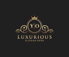 modèle initial de logo de luxe royal de lettre yo dans l'art vectoriel pour le restaurant, la royauté, la boutique, le café, l'hôtel, l'héraldique, les bijoux, la mode et d'autres illustrations vectorielles.