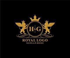 initiale hg lettre Lion Royal luxe héraldique, crête logo modèle dans vecteur art pour restaurant, royalties, boutique, café, hôtel, héraldique, bijoux, mode et autre vecteur illustration.