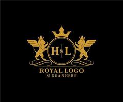 initiale hl lettre Lion Royal luxe héraldique, crête logo modèle dans vecteur art pour restaurant, royalties, boutique, café, hôtel, héraldique, bijoux, mode et autre vecteur illustration.