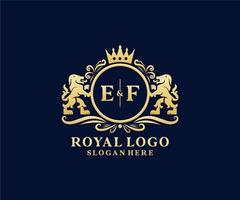 modèle de logo de luxe royal lion lettre initiale ef dans l'art vectoriel pour le restaurant, la royauté, la boutique, le café, l'hôtel, l'héraldique, les bijoux, la mode et d'autres illustrations vectorielles.
