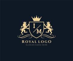 initiale je suis lettre Lion Royal luxe héraldique, crête logo modèle dans vecteur art pour restaurant, royalties, boutique, café, hôtel, héraldique, bijoux, mode et autre vecteur illustration.