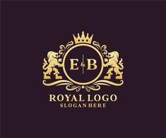 modèle de logo initial eb lettre lion royal luxe en art vectoriel pour restaurant, royauté, boutique, café, hôtel, héraldique, bijoux, mode et autres illustrations vectorielles.