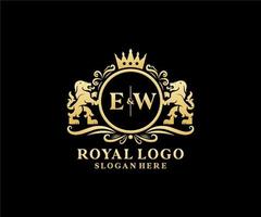 modèle de logo de luxe royal lion lettre initiale ew dans l'art vectoriel pour le restaurant, la royauté, la boutique, le café, l'hôtel, l'héraldique, les bijoux, la mode et d'autres illustrations vectorielles.